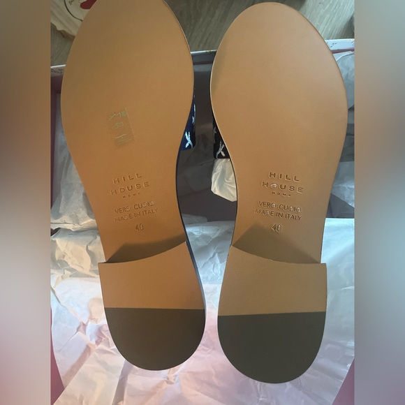 NIB $255 Hill House City The Summer Slide Embroidered Navy Blue Slide Sandals - Picture 2 of 7